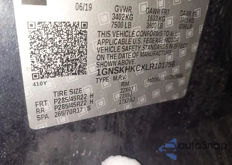 2020 Chevrolet Suburban 4Wd Lt from USA, damaged, VIN 1GNSKHKCXLR101756